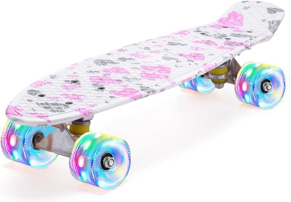 22 Inch Cruiser Skateboard met LED Wiel Compleet Skateboard voor Kinderen Tieners en Beginners