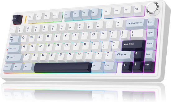 AULA F75 Mechanische Tastatur Gaming,2.4GHz/Type-C/BT5.0 Mechanical Keyboard mit Knopf,Fünfschichtige Gefüllte Struktur,RGB,QWERTY,Hot-Swap,Creamy Kabellos Gaming Tastatur 75 Prozent AULA F75 Mechanische Tastatur Gaming,2.4GHz/Type-C/BT5.0 Mechanical Keyboard mit Knopf,Fünfschichtige Gefüllte Struktur,RGB,QWERTY,Hot-Swap,Creamy Kabellos Gaming Tastatur 75 Prozent