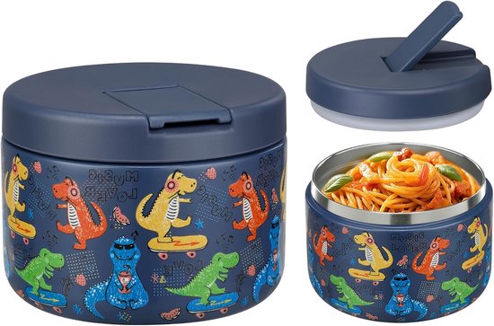 QWETCH - Roestvrijstalen lunchbox met handvat - Zwart 850ml - Voedselbox voor warme maaltijden - 5 uur warm en 7 uur koud - Waterdicht en BPA-vrij