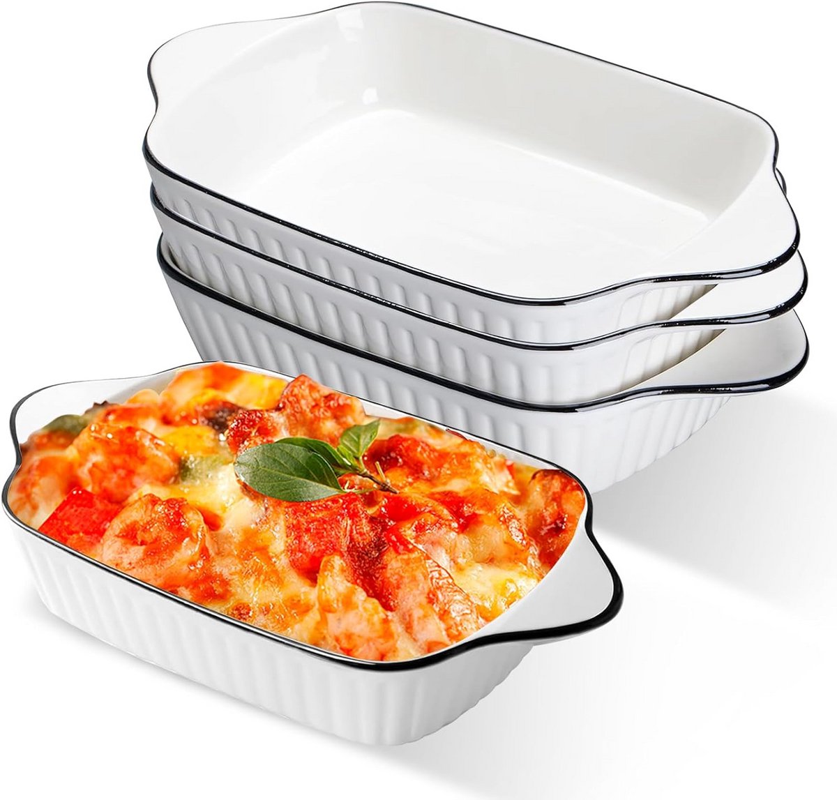Set van 4 Kleine Keramische Ovenschalen voor Gratin en Desserts