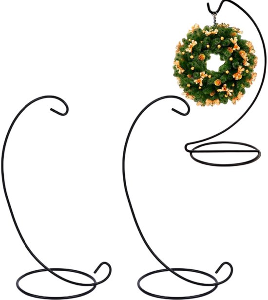 Foto: 2 stuks decoratieve displaystandaard van smeedijzer stabiel hangend geen geweeklaag glazen bolplank kerstdecoratiehanger 23 x 10 cm geschikt voor huis en bruiloftsdecoraties zwart