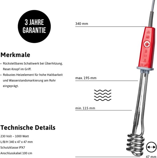 Krachtige Dompelaar 1000 Watt met Automatische Veiligheidsuitschakeling — afbeelding 3