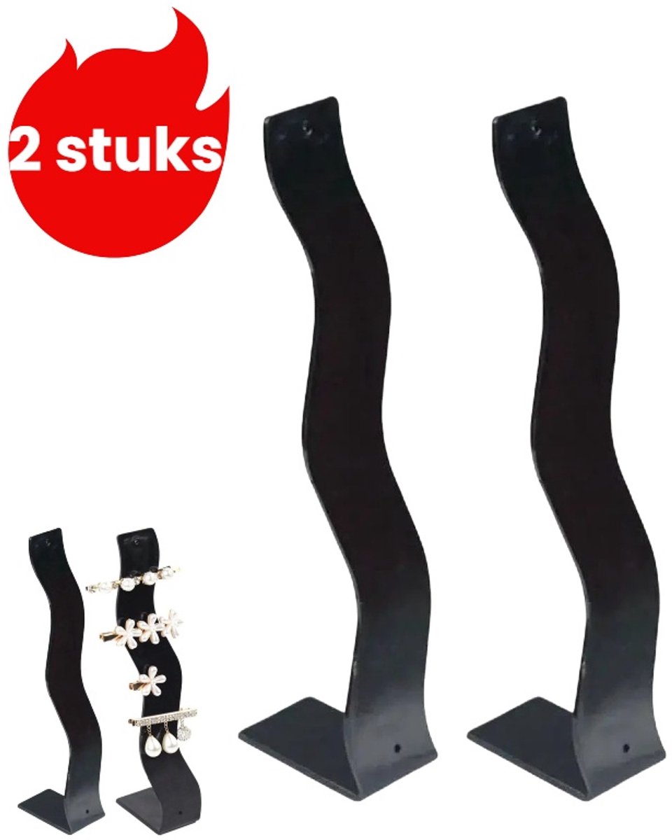 2-delige acryl haarclip displaystandaard - sieradenrek - haarband- en armbanddisplay - zwart