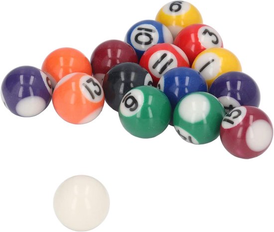 Cosensi - Mini biljartbal set met 16 ballen in Amerikaanse stijl, geschikt voor pooltafel. — afbeelding 4