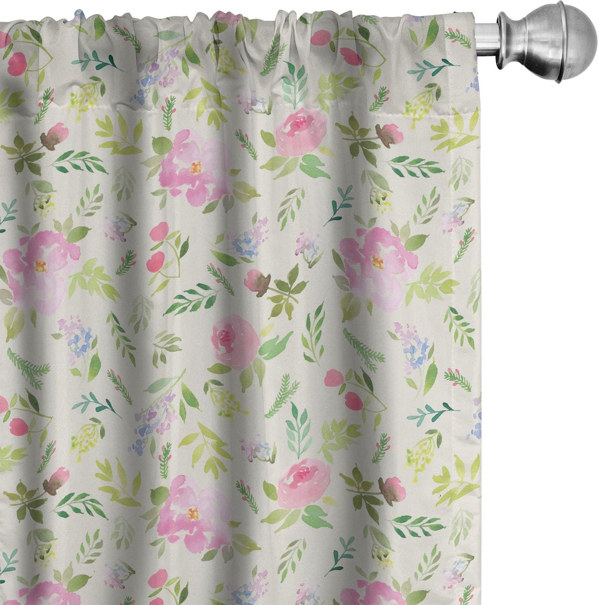 ABAKUHAUS Bloemen Voorhangen – 2x75x245 cm – Microfaser – Meerkleurig
