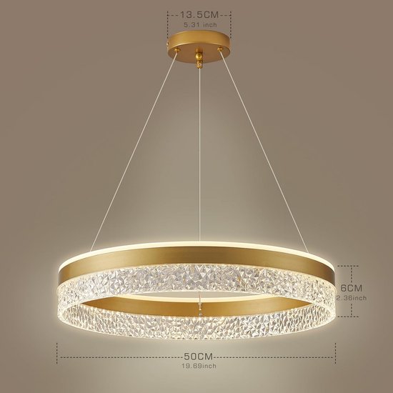 Tnight Moderne LED-plafondlamp – Dimbaar, Met Afstandsbediening En App, Acryl Ring, Voor Woonkamer En Slaapkamer