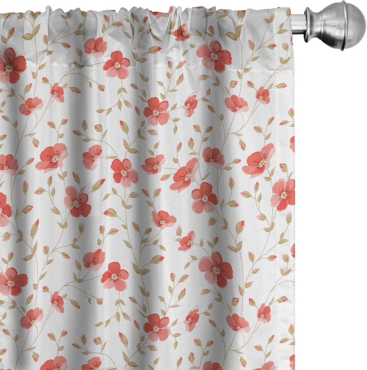 ABAKUHAUS Bloemen gordijnen – 2x75x225 cm – microvezel – halfdonker – pioenrozen