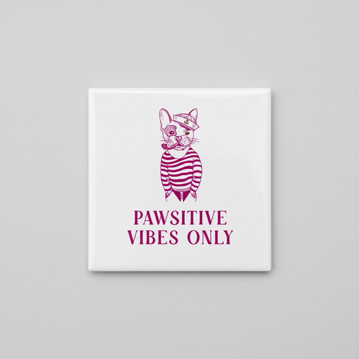 Nevolis Keramische Tegel “Pawsitive Vibes Only” met Hond Illustratie – Motiverende Wanddecoratie – 15 x 15 cm Multi Color