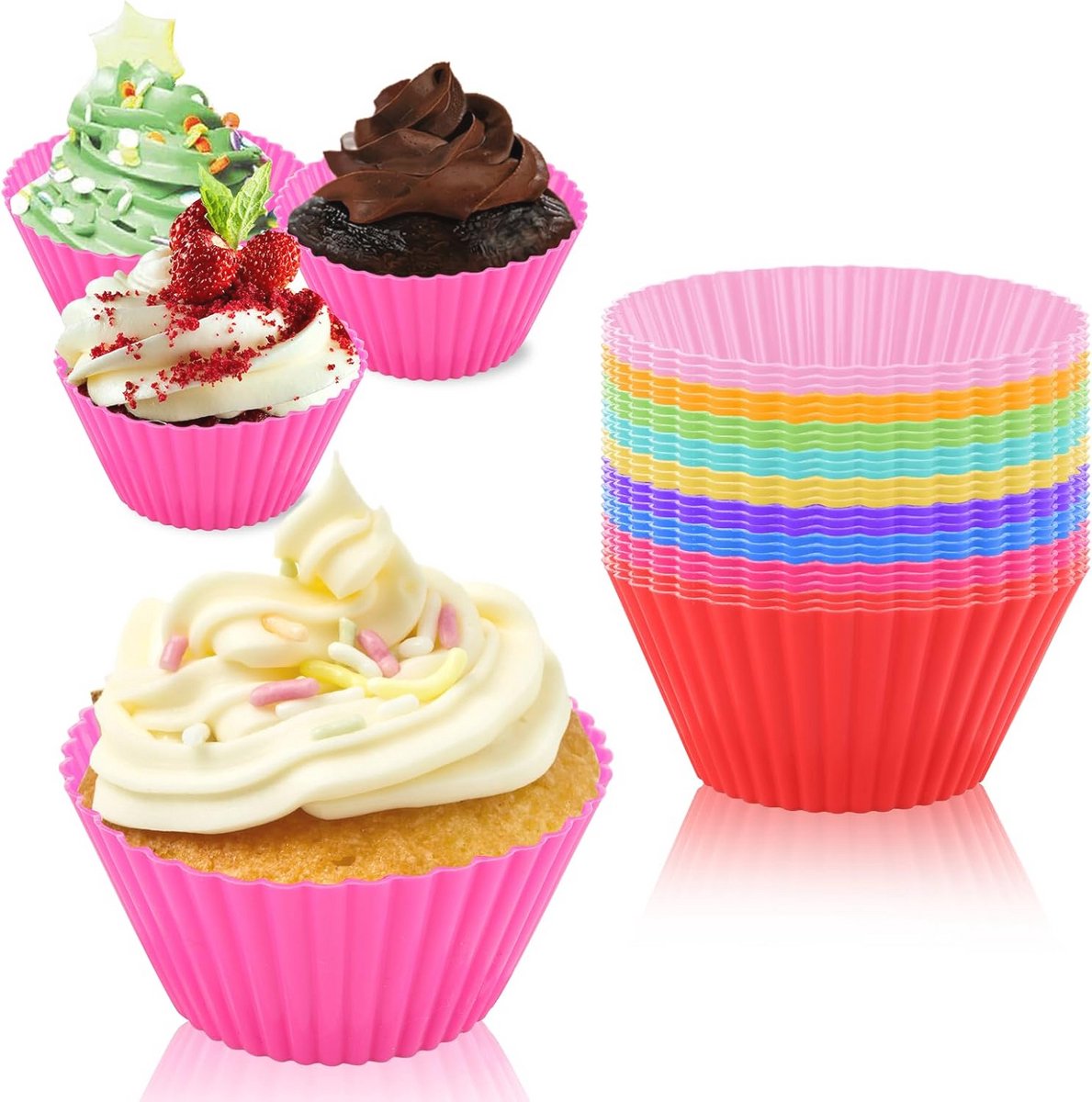 Herbruikbare Siliconen Cupcake Box - 9 Kleurige Non-Stick Muffin Mallen voor Vaatwasser