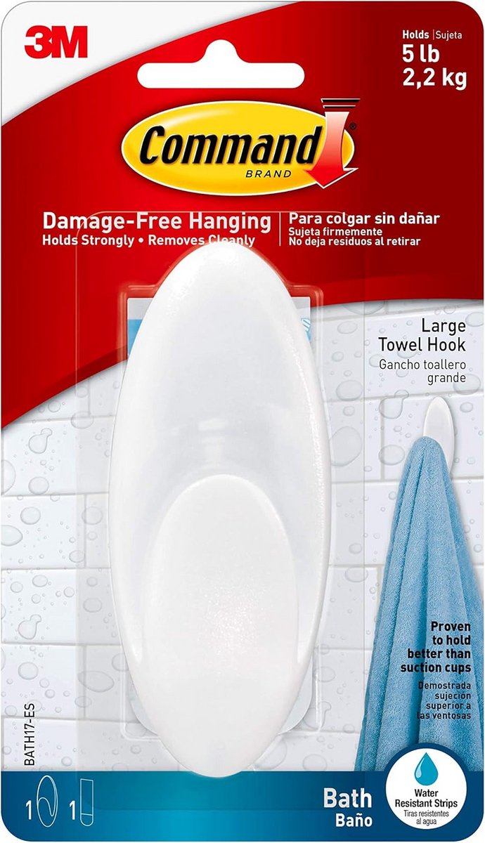 Handdoekhaak voor badkamers - 5 lbs, transparant, eenvoudig te bevestigen, zonder sporen