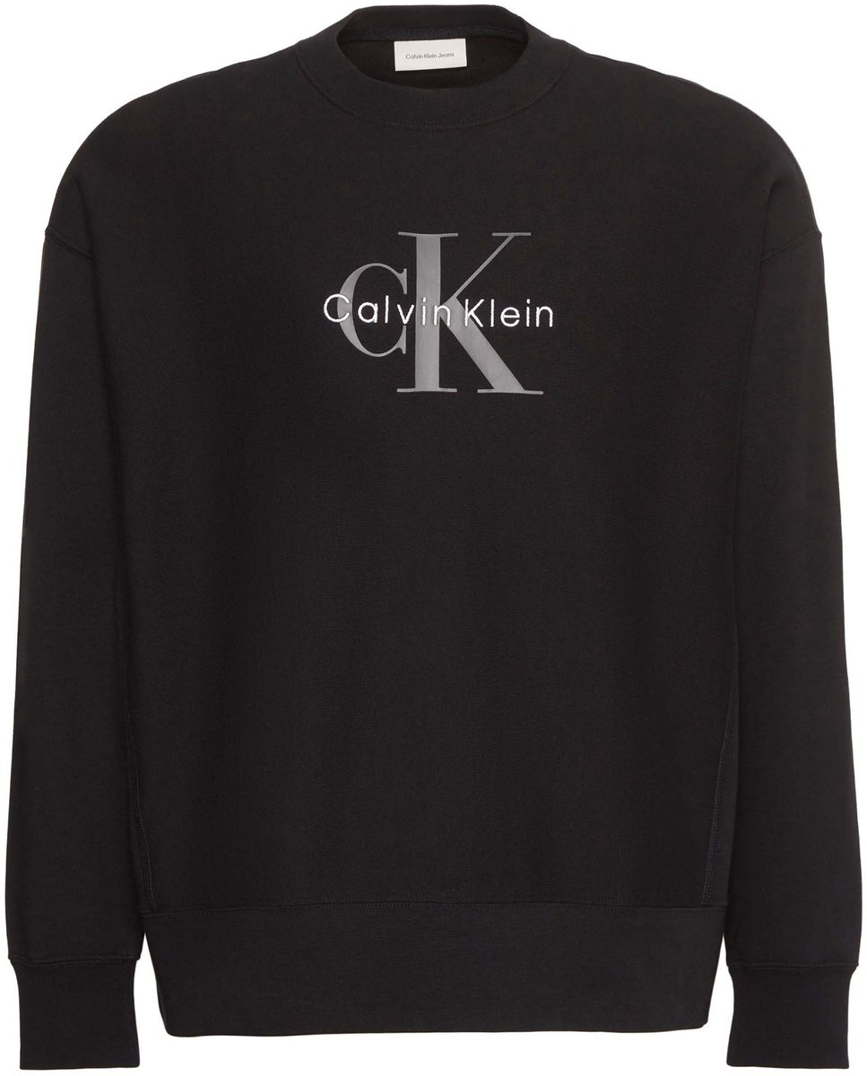 Ck Jeans Ls Eu 350Terry Monol Sweatshirt Fashion Wear Volwassen Zwart