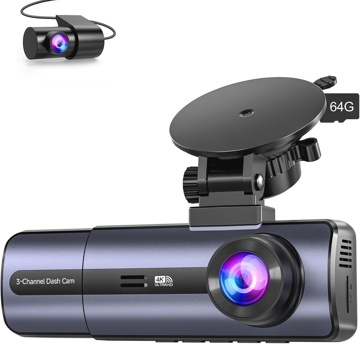 Dashcam 3-kanaals 1080P voor en binnen met auto