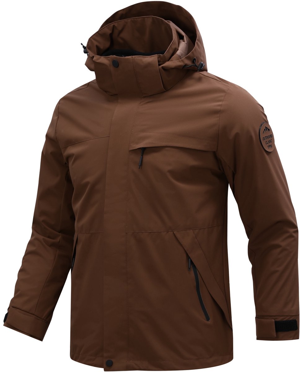 YOUTHUP Heren 3-in-1 outdoorjas met capuchon Waterafstotend Bruin