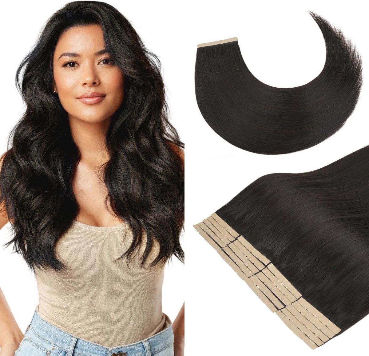 Tape-in extensions 40 cm, 50 g, 20 stuks, echt haar, ombre blond (T3/8)