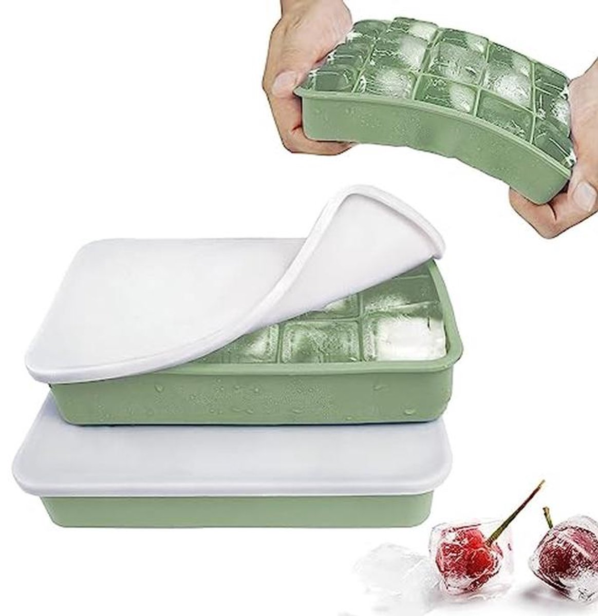 Siliconen IJsblokjesvorm met Deksel voor Cocktails en Whisky - 2 Stuks