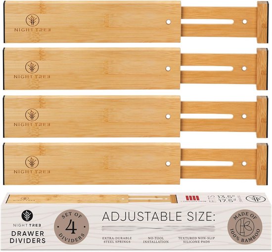 FUNIZE Uitbreidbare ladeverdelers, doorzichtige ladeorganisatoren voor gebruiksvoorwerpen, kleding met 8 ladeverdelers (30-50 cm), 16 inzetstukken (9,9 - 17,1 cm), verstelbare keukenlade in slaapkamer