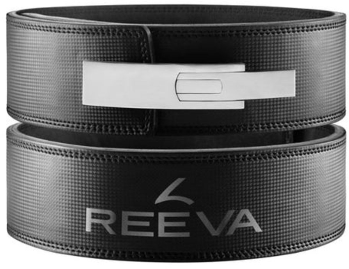 Reeva Carbon Lifting Belt met RVS Buckle (13MM) - Zwart Lederen Lever belt in Maat XS - Lever Belt geschikt voor Crossfit, Powerlifting, Fitness en Bodybuilding - Lifting Belt voor Heren en Dames