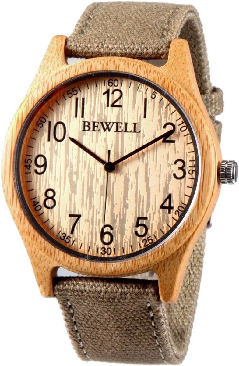 Houten Horloge voor Heren en Dames met Katoenen Band