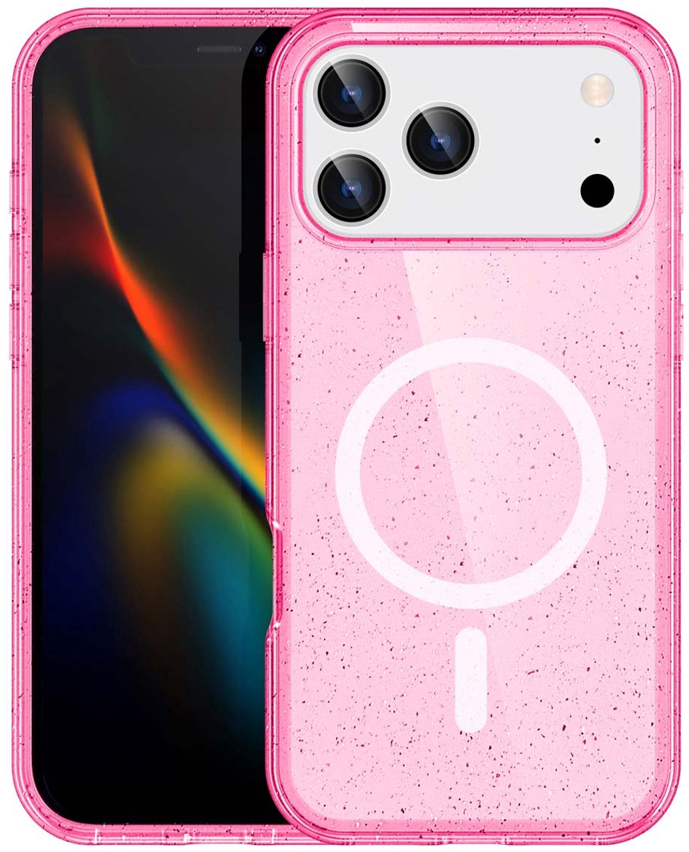 imoshion Hoesje - Geschikt voor Apple iPhone 17 Pro - Sparkle Backcover geschikt voor MagSafe - Roze