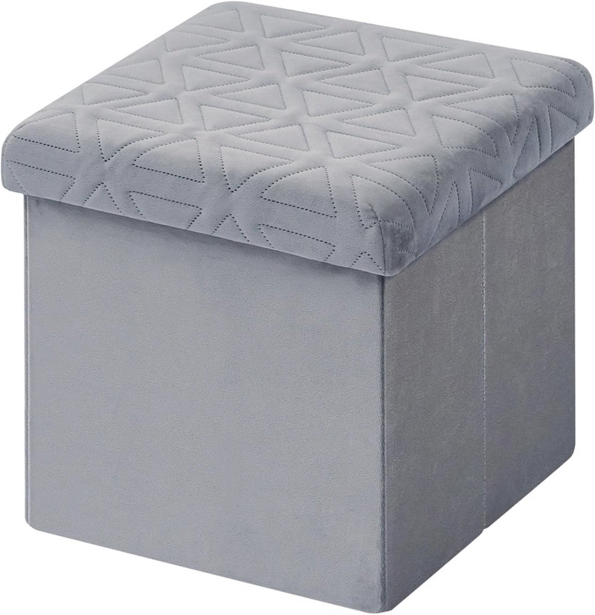 Opvouwbare Fluwelen Opbergkruk voor Kinderen - Speelgoedkast en Voetsteun 32x32x32cm Grijs