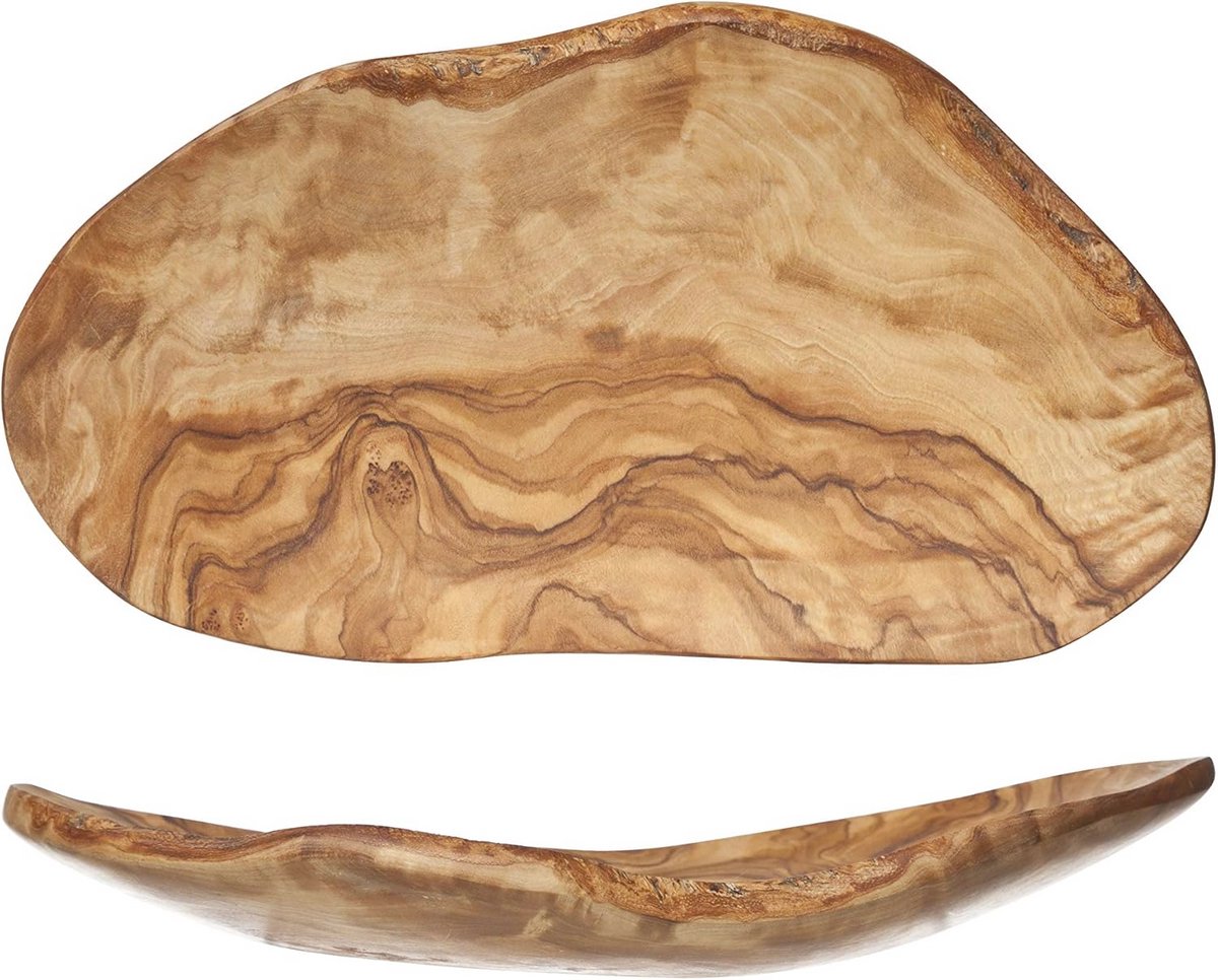 Fruitschaal van olijfhout - Organisch - 23-28 cm x 10-16 cm, bruin