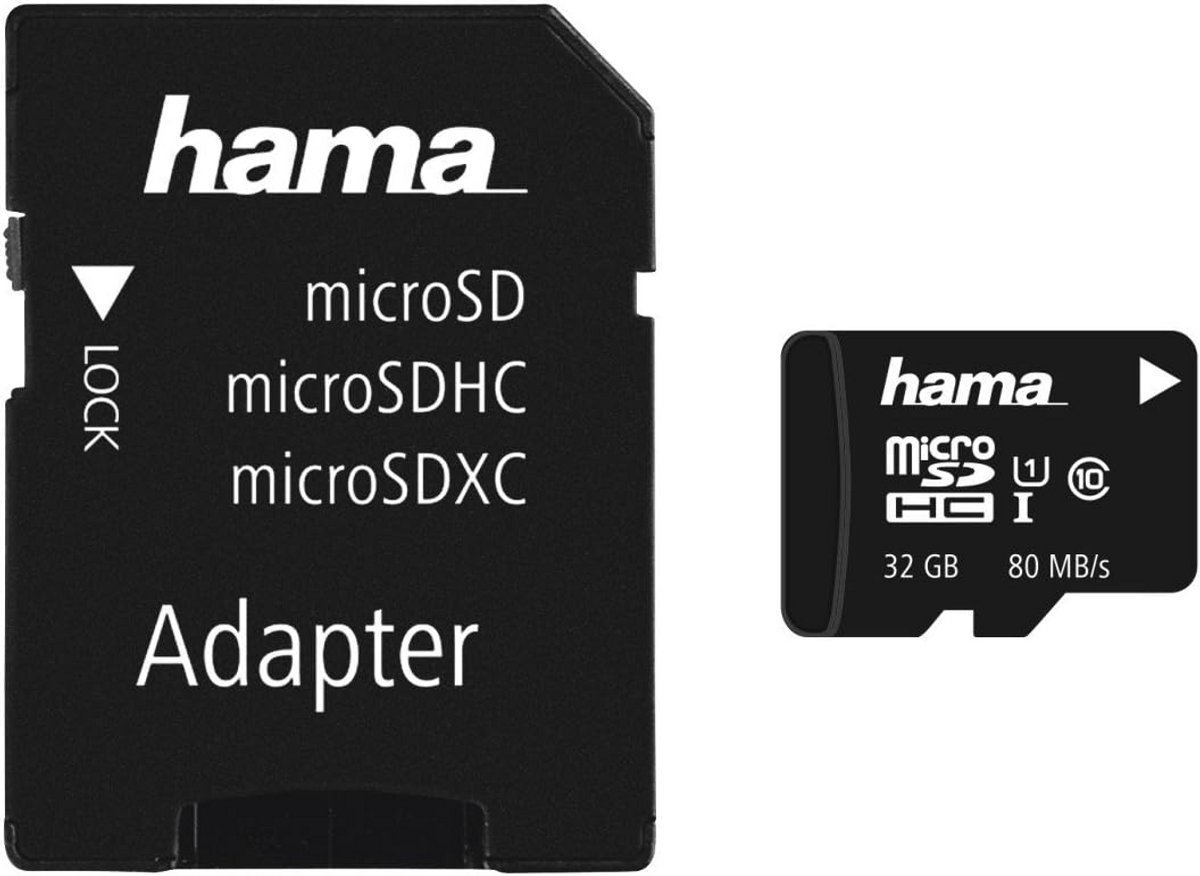 microSDHC 32GB Class 10 UHS-I 80MB/s met SD-adapter