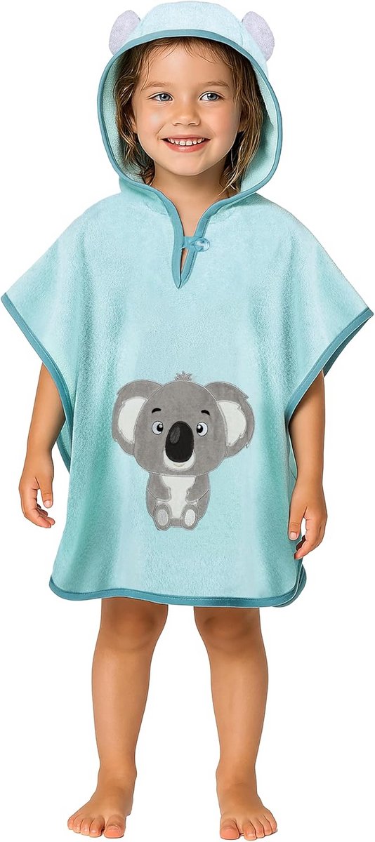 Badponcho Kinderen met Capuchon - 100% Katoen Absorberend Badstof