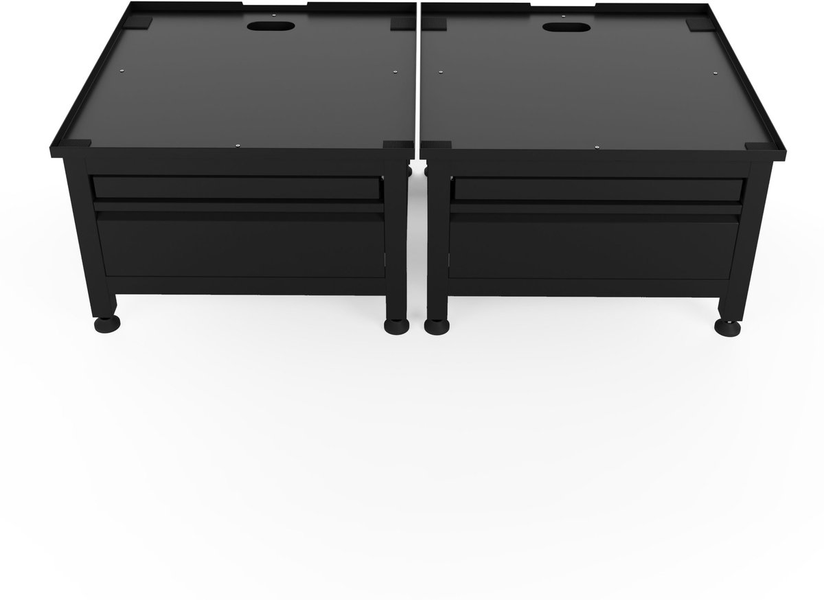 Wasophoogte® Wasmachine verhoger met lade en plateau - Dubbele wasmachine opbouwmeubel - Wasmachine sokkel - 42cm hoog - Zwart - Universeel - 65*60,5 (LxB) - Inclusief wandbeugels