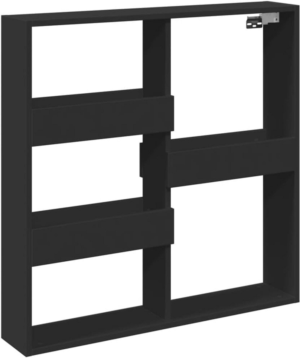 Wandkast 80x15x80cm van verwerkt hout - Zwart, Opslagkast, Keukenwandkast, Zwevende Wandkast