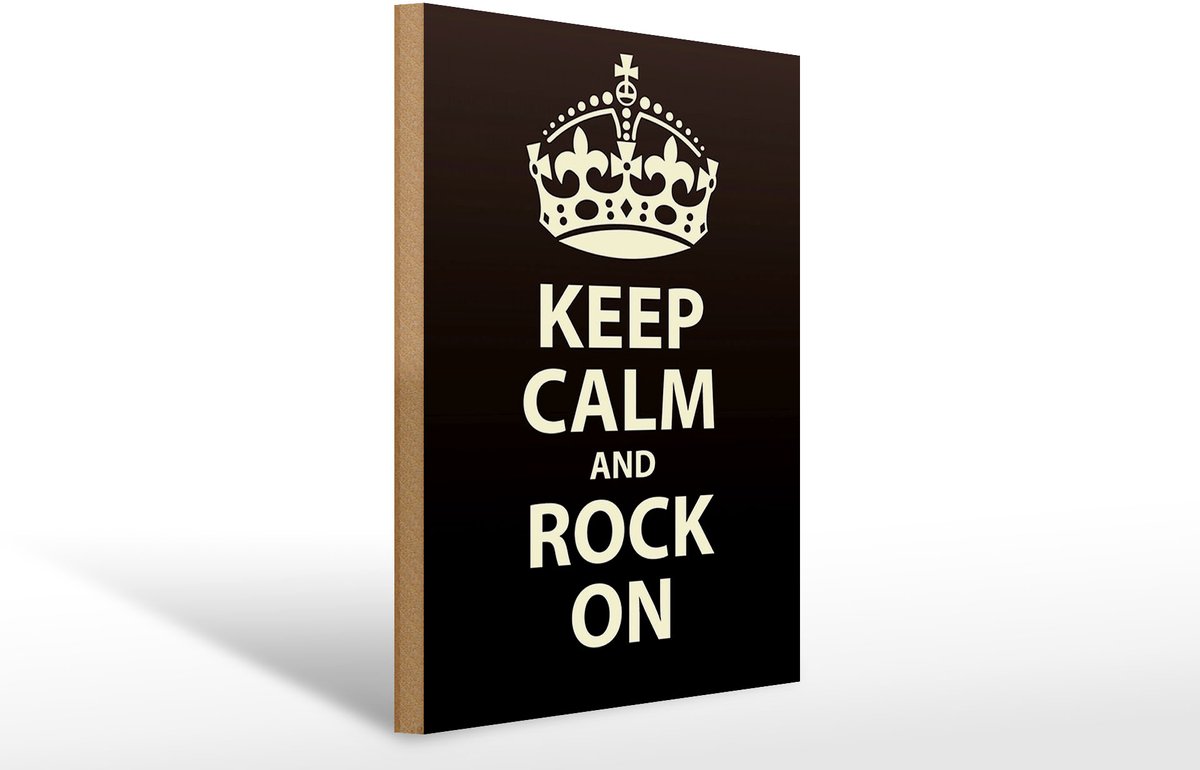 Femer Holzschild Spruch 30x40cm Keep Calm and rock on Geschenk Zwart
