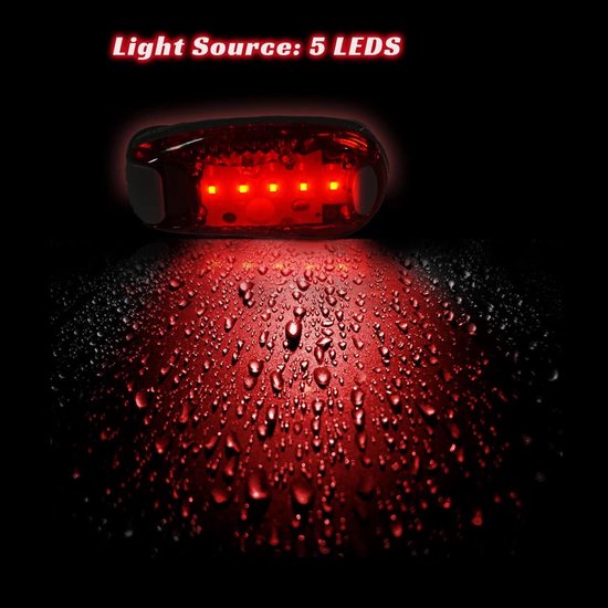 LED Fiets Achterlicht (4 Stuk) - Stroboscoop + Clip-op + Reflecterend - Veiligheidslamp / Fietsaccessoire / Hardloper Lamp / Honden Veiligheidslicht - Ideaal voor Fietsen, Wandelen, Rennen & Nachtveiligheid — afbeelding 4
