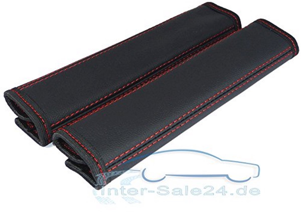 Belt Protectors - Genuine Leather Shoulder Pads - Set of 2 with Red Seam