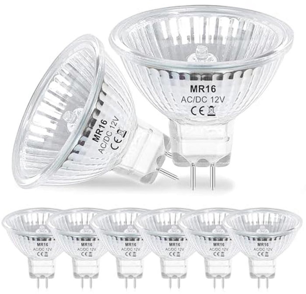 Dimbare MR16 Halogeenlampen 12V 20W - 8 Stuks GU5.3 met Glazen Afdekking voor Inbouwarmaturen en Landschapsverlichting