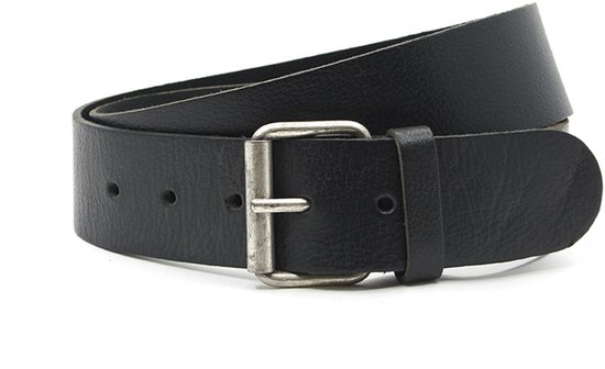 A-Zone Ceinture Femme noir - ceinture femme - 5 cm de large - Noir - Vrai Cuir Nerfé - Taille: 100cm - Longueur totale ceinture: 115cm