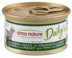 almo nature Daily - Complete natvoer voor volwassen katten - Mousse met tonijn en kip. 24 blikjes à 85 g. - 2400 g