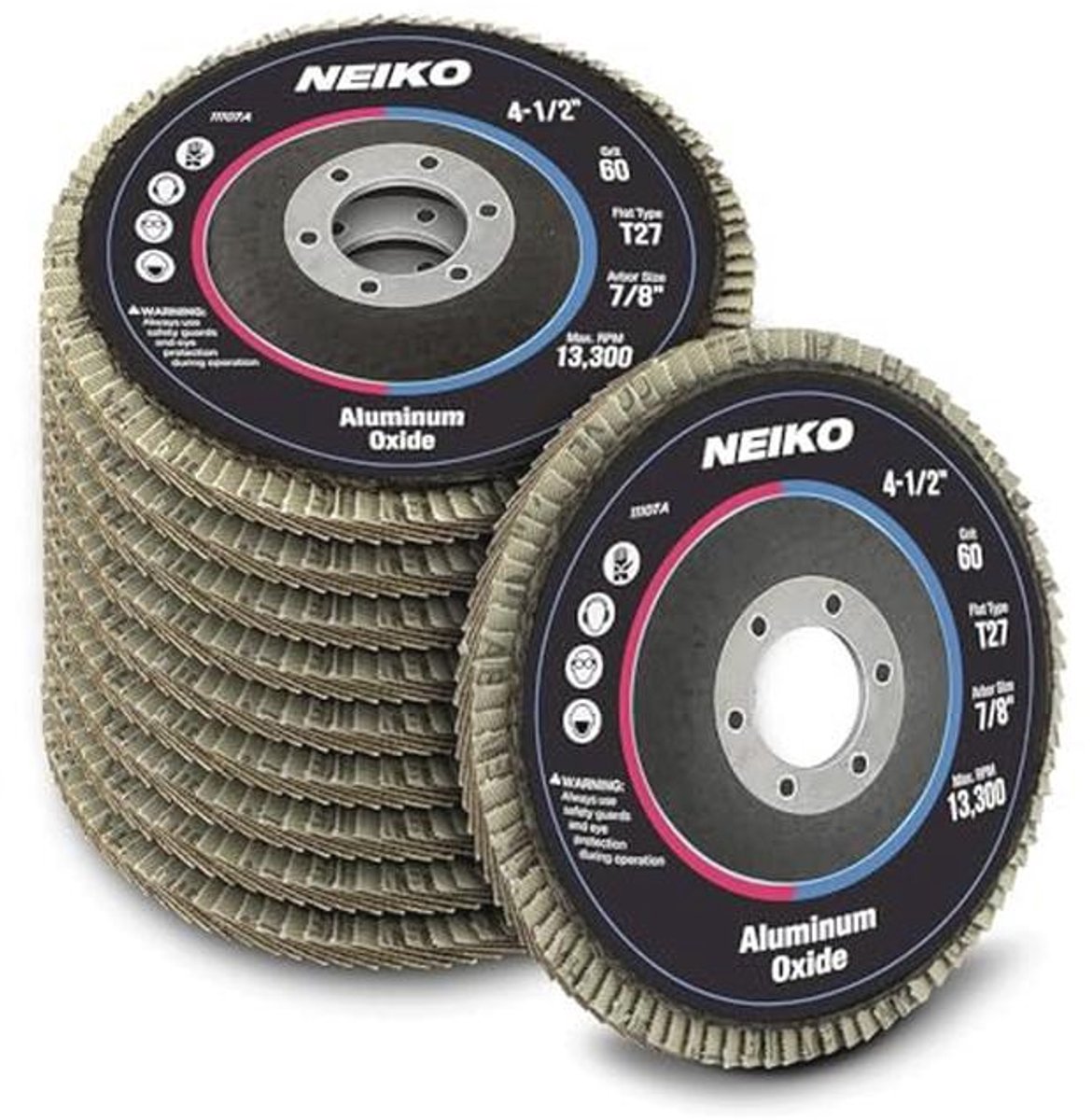 10-pack Aluminium Oxide schuurschijven 4-1/2 voor Haakse Slijper - 60 Grit - Voor Hout & Metaal Schuren