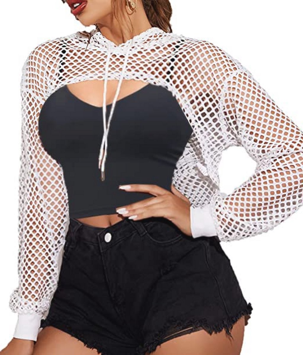 Dames Sweatshirt met Capuchon en Lange Mouwen van Netstof