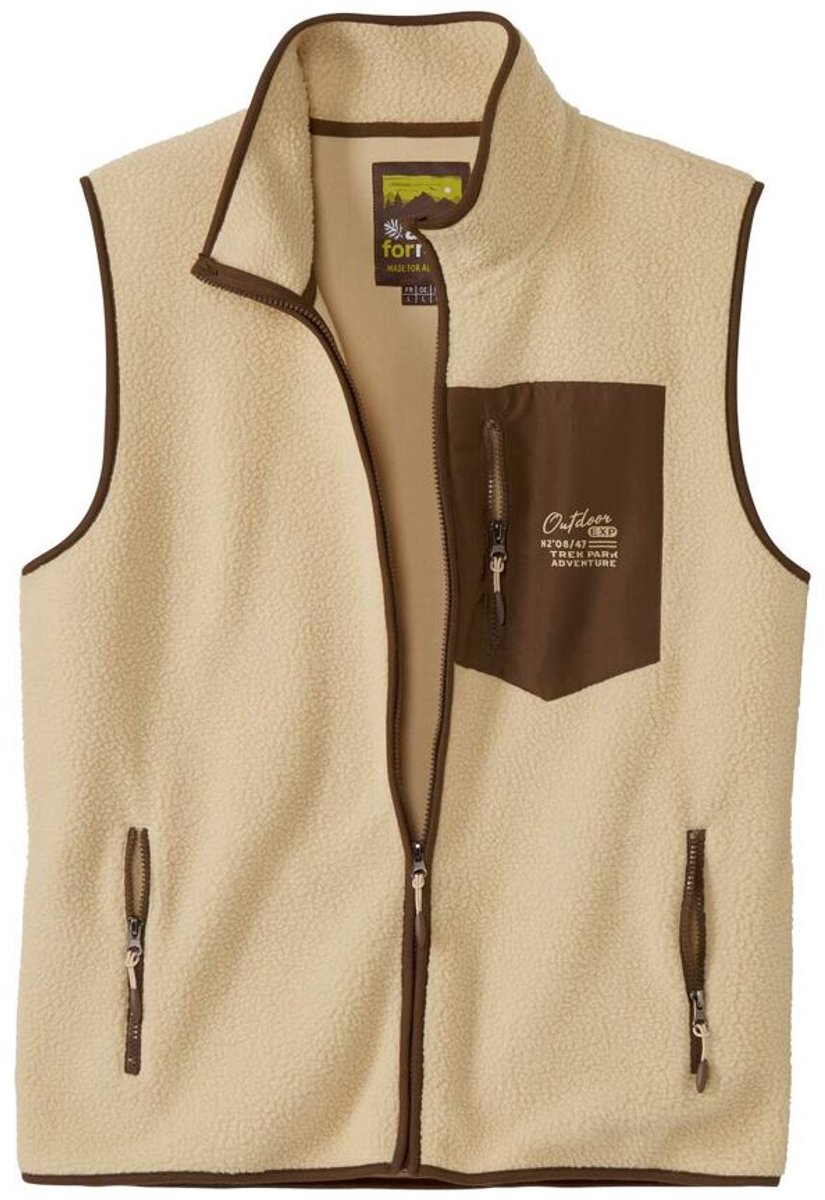 ATLAS FOR MEN Mouwloos vest met sherpavoering Heren Verkrijgbaar in grote maten Beige