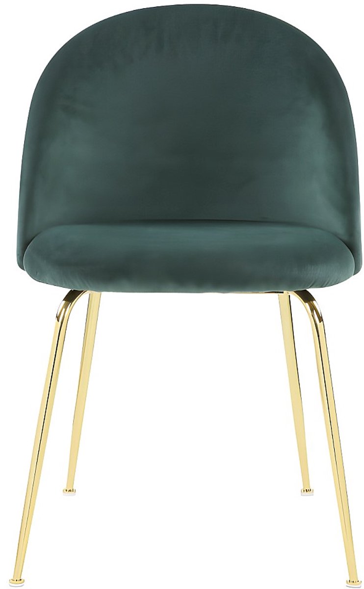 Vente-unique Set van 2 stoelen MELBOURNE - Fluweel en goudkleurig metaal - Groen Dennengroen