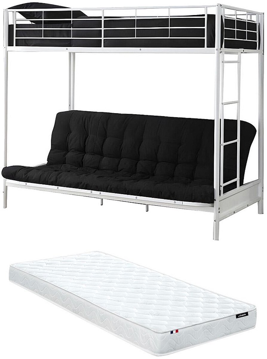 Vente-unique Hoogslaper metaal wit 90 x 190 cm MODULO