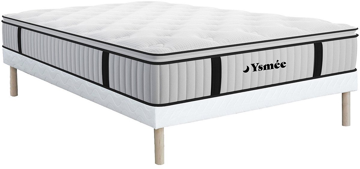 Vente-unique Set bedbodem + matras pocketveren en geïntegreerd dekmatras AMERICAN DREAM van DREAMEA - 140 x 190 cm