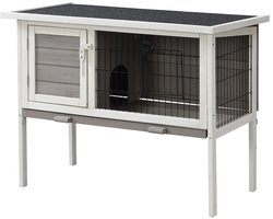 Vente-unique Houten hok op poten voor konijnen en andere knaagdieren - L91 x D45 x H70 cm - Wit en grijs - LAPIUS