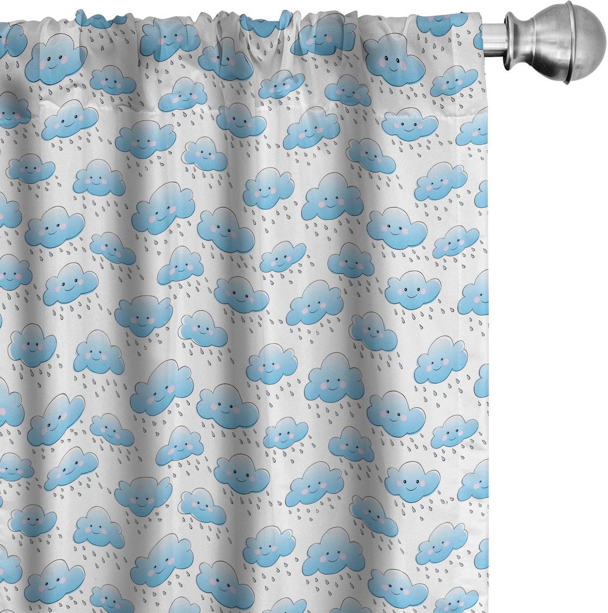 ABAKUHAUS Kleuterkamer gordijnen – Regenwolk – 2x75x175 cm – Hemelsblauw/lila Hemelsblauw Lila
