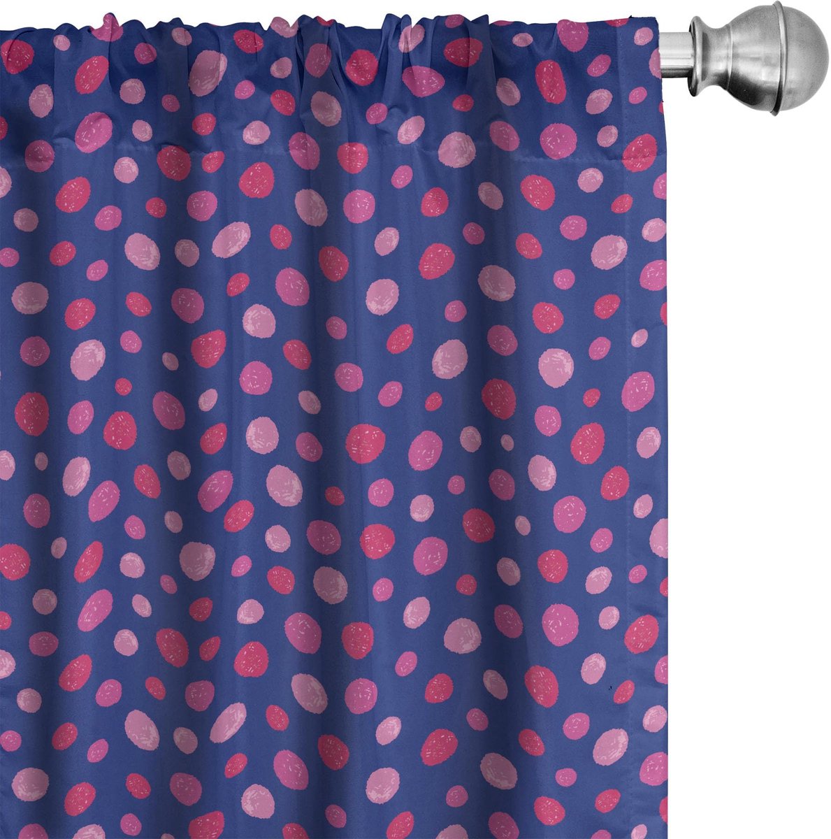 ABAKUHAUS roze stippen voorhangen – 2-delige set 75x245 cm mikrofaser Blauw
