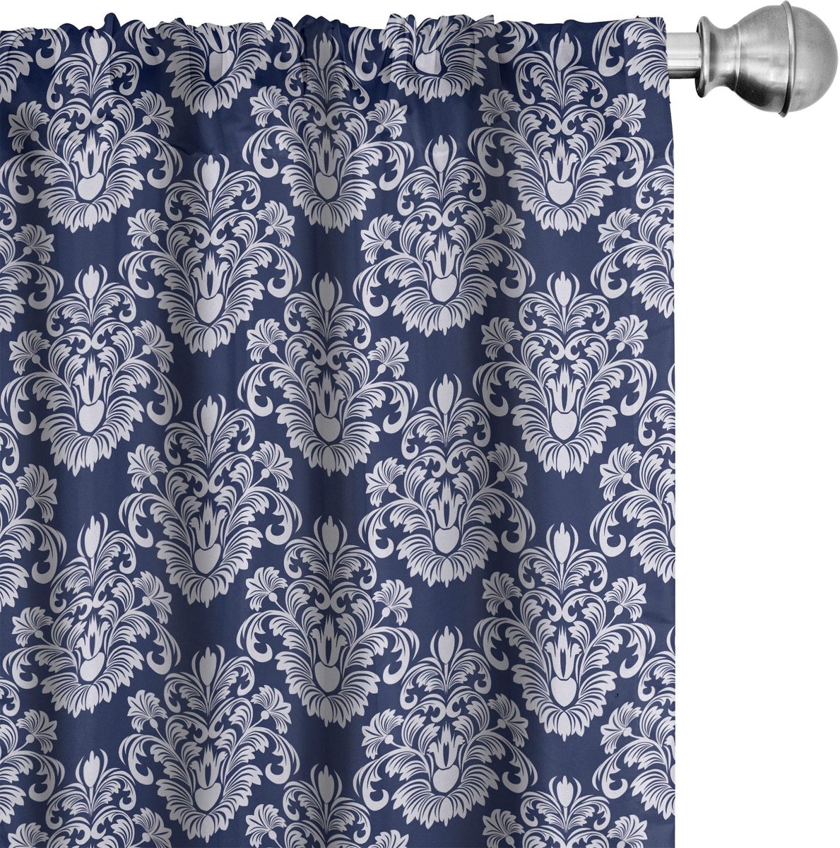 ABAKUHAUS Marineblauw – Gordijnen 2x75x245 cm – Microfaser Halfdonker Blauw/Wit Donkerblauw Wit