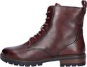 Bordeauxrode leren veterboot, zijaanzicht, met veters en ritssluiting.