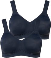 Ulla Popken - Dames - Microvezel-beha set van 2 zonder beugel voorgevormde cups - Nachtblauw - Maat 115D