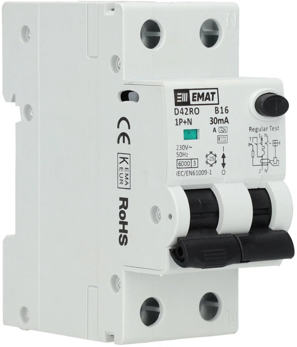 EMAT aardlekautomaat B16 1P+N 30mA Type A (85006404)
