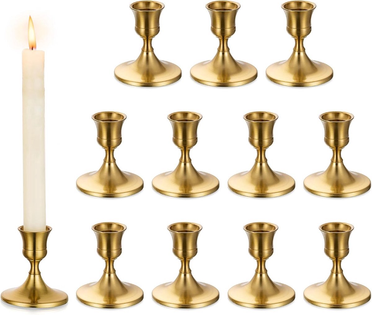Stunq® Set van 12 Zilveren Kandelaarhouders - Diverse Stijlen voor Tafeldecoratie