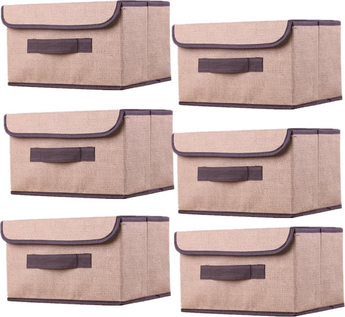 Stunq® Set van 6 Opvouwbare Opbergdozen Beige - Multifunctioneel Opslagoplossing